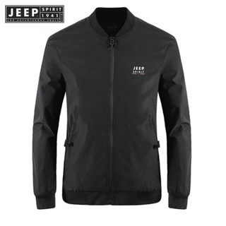 JEEP SPIRIT 1941 ESTD ใหม่ เสื้อแจ็กเก็ตเบสบอลลําลอง คอปก สีพื้น เข้ารูป เข้ากับทุกการแต่งกาย สําหรับผู้ชาย