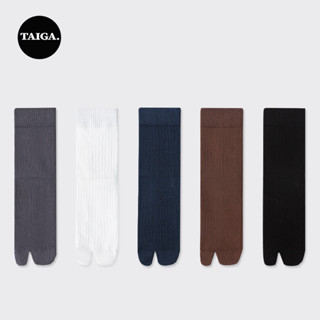 Taiga. ถุงเท้าแยกนิ้วอยาว ผ้าฝ้าย สีพื้น สําหรับผู้ชาย