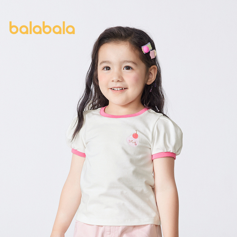 Balabala เสื้อยืดลําลอง แขนสั้น แฟชั่นฤดูร้อน สําหรับเด็กผู้หญิง
