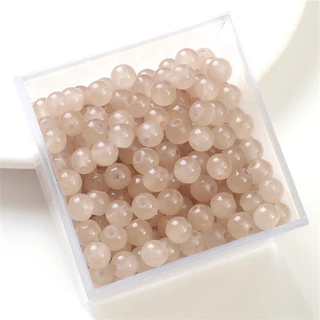ลูกปัดหยกเทียม สีพื้น สําหรับทําเครื่องประดับ DIY 6 8 มม. 50 ชิ้น ต่อถุง