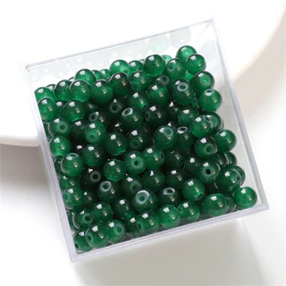 ลูกปัดหยกเทียม สีพื้น สําหรับทําเครื่องประดับ DIY 6 8 มม. 50 ชิ้น ต่อถุง
