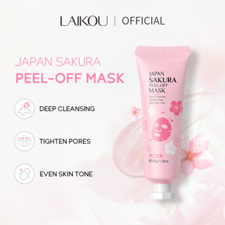 Laikou Japan Sakura Peel-off Mask คลีนซิ่งล้ําลึก เรียบเนียน ริ้วรอย ปรับสีผิวสม่ําเสมอ 50 กรัม