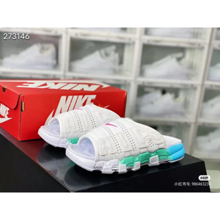 Nike Air More Uptempo Slide รองเท้าแตะลําลอง พื้นหนา สีขาว และสีเขียว ใส่สบาย แฟชั่น สําหรับเล่นกีฬา ใส่ในบ้าน