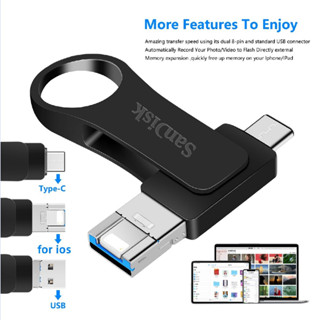 แฟลชไดรฟ์ภายนอก OTG USB 3in1 สําหรับ Type-C iPhone iPad คอมพิวเตอร์ แล็ปท็อป PC 1TB