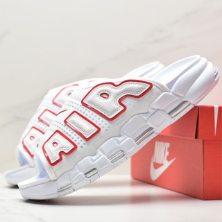 Air MORE Uptempo Slide Pippen รองเท้าแตะลําลอง น้ําหนักเบา สีขาว สีแดง สําหรับทุกเพศ