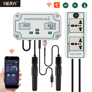 Yieryi เครื่องทดสอบคุณภาพน้ํา Three-in-one pH/EC/Temperature Digital Meter Tester, Tuya App Control, Wall-Mounted Continuous Monitoring Tester