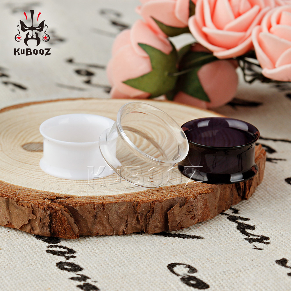 Kubooz 2 ชิ้น ที่อุโมงค์ปลั๊กอุโมงค์ สีแดง ขยาย เจาะ อะคริลิค เครื่องประดับ ยืด