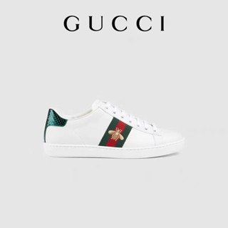 Gucci Ace Bee รองเท้าผ้าใบลําลองแฟชั่น สีขาว และสีเขียว