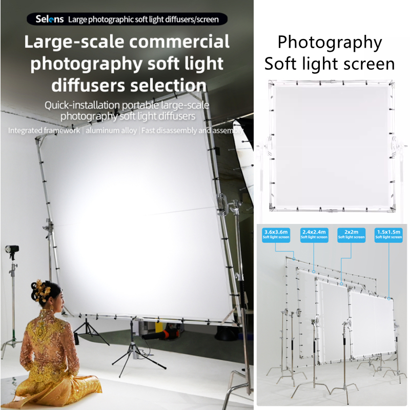 Selens หน้าจอไฟอ่อน 240 ซม. × 240 ซม. สําหรับสตูดิโอถ่ายภาพ