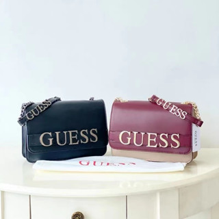 Guess ใหม่ กระเป๋าถือ กระเป๋าสะพายไหล่ แต่งสายโซ่ ขนาดเล็ก สีพื้น สไตล์ยุโรป และยุโรป