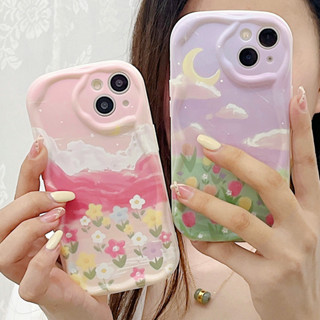 Soft Casing Samsung Galaxy S23 Ultra S22 Plus S21 S20 FE 5G A11 A50 A30S A50S A10S A20S A20 A30 A31 A51 A71 4G A21S A02S A03S M11 Cute Cream Edge Beautiful Tulip Sea of Flowers Airbag Shockproof Phone Case 1STN 19