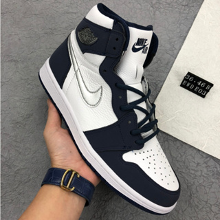 รองเท้ากีฬา รองเท้าบาสเก็ตบอล Wmns Jordan 1 High OG "Japan Navy blue High top classic retro culture recreational sports shoes DC1788-100