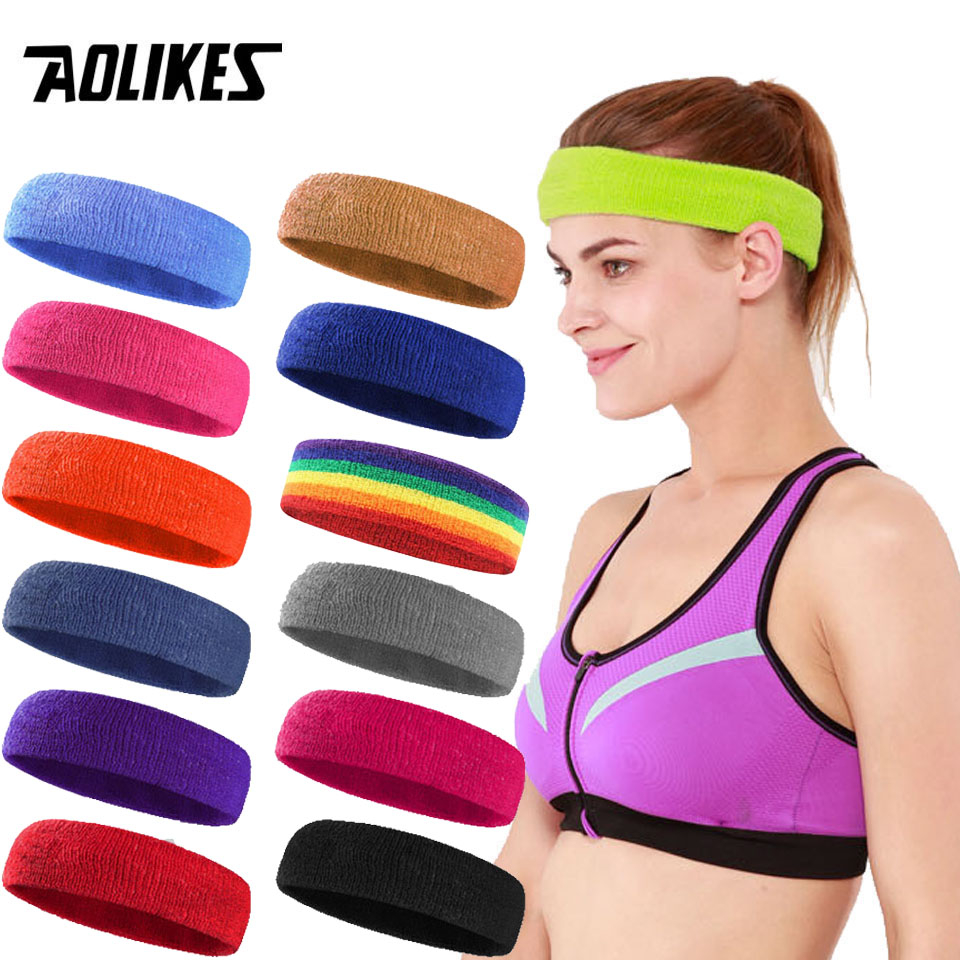 Aolikes 1 ชิ้น ผ้าฝ้าย แถบคาดศีรษะ กีฬา ยางยืด ซับเหงื่อ ผู้หญิง ผู้ชาย บาสเก็ตบอล กีฬา ยิม ฟิตเนส วงเหงื่อ วอลเลย์บอล เทนนิส