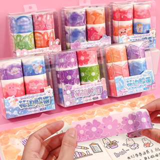 【Well11】Washi Tape 6 Rolls/ Box  สติกเกอร์ตกแต่ง เทปวาชิ ลายน่ารัก สำหรับตกแต่งสมุดและเครื่องเขียน 1 ม้วน