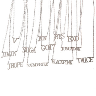 สร้อยคอโซ่เหล็กไทเทเนียม จี้ตัวอักษรภาษาอังกฤษ GOT7 TWICE LISA JENNIE RM V J-HOPE EXO แฟชั่นสไตล์เกาหลี