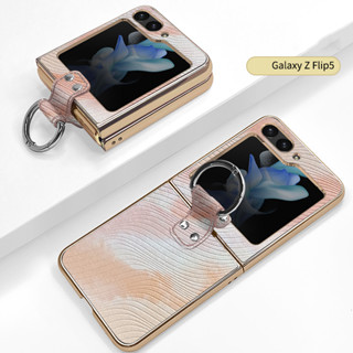 เคสโทรศัพท์มือถือแบบแข็ง แต่งหมุด ไล่โทนสี พร้อมแหวนขาตั้ง สําหรับ Samsung Galaxy Z Flip5 Z Flip4 Z Flip3 ZFlip5 ZFlip5