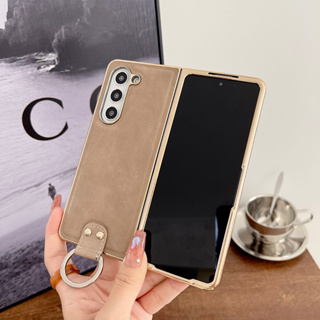 เคสโทรศัพท์มือถือหนัง แบบแข็ง ประดับหมุด สไตล์วินเทจ สําหรับ Samsung Galaxy Z Fold5 Z Fold4 Z Fold3 ZFold5 ZFold5