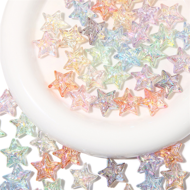 [24 มม.] สามชั้น ห้าแฉก ดาว สามแฉก ลูกปัดอะคริลิคใสสูง เครื่องประดับแฮนด์เมด DIY