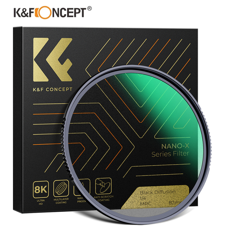K&F Concept Nano-X Black Pro Mist Diffusion 1/4 1/8 Dream Cinematic Effect Soft Lens Filter with 28 