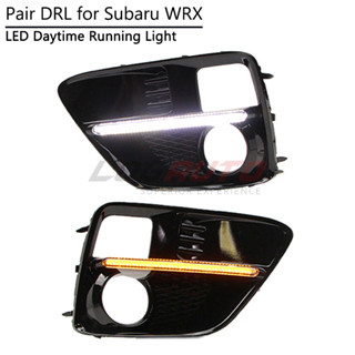 ฝาครอบไฟตัดหมอก LED DRL พร้อมสัญญาณเลี้ยว สีดํา สีขาว สําหรับ 2015 2016 2017 Subaru WRX WRX STi