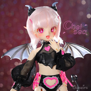 Chelsea BJD ตุ๊กตาเรซิ่น รูปการ์ตูนอนิเมะ BJD Girl with Heart Bat Wings ขนาด 1/4 39.3 ซม. ของขวัญ สําหรับเด็กผู้หญิง