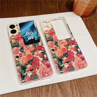 เคสโทรศัพท์มือถือ แบบฝาพับ ป้องกัน ลายดอกกุหลาบ บลูเรย์ สําหรับ OPPO Find N2