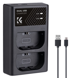 K&amp;f อุปกรณ์ชาร์จแบตเตอรี่ LP-E6 LP-E6N LP-E6NH ช่องคู่ พร้อม Micro USB และ Type-C อินเตอร์เฟซคู่ สําหรับแบตเตอรี่ EOS R5 EOS R6 EOS R EOS 5D Mark IV 80D 70D 60D