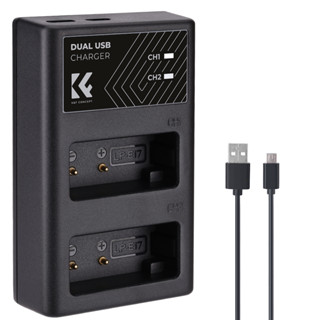 K&amp;f ที่ชาร์จแบตเตอรี่ LP-E17 ช่องคู่ พร้อม Micro USB และ Type-C อินเตอร์เฟซคู่ สําหรับแบตเตอรี่ EOS RP Rebel T8i T7i T6i T6s SL2 USB