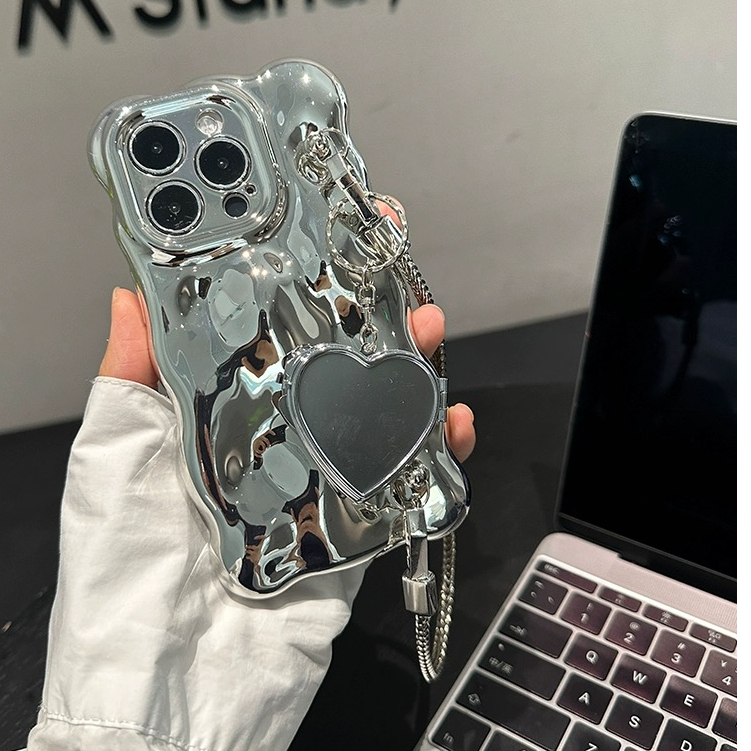 ห่วงโซ่กระจกหยักเคสโทรศัพท์เข้ากันได้สําหรับIphone 17 16 15proamx 14promax 13 Pro Max 12 Pro Max 11 XSMAX XR X 7 8 PLUSฝาครอบโทรศัพท์ที่สวยงาม - รูปที่ 2