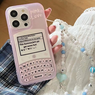 เคสโทรศัพท์มือถือ ลายการ์ตูน สีชมพู พร้อมสายโซ่คล้อง สําหรับ iPhone 11 12 12pro 12promax 13 13pro 13promax 14 14pro 14promax