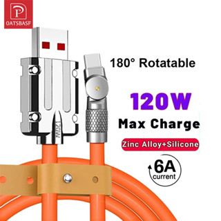 Oatsbasf 120W 6A Super Fast Charge Type-C สายชาร์จเร็ว โลหะผสมสังกะสี สายเคเบิลซิลิโคนเหลว ชาร์จเร็ว USB สายเคเบิลข้อมูล สําหรับ Huawei Xiaomi