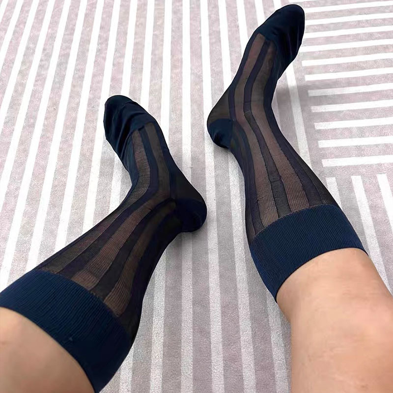 Tube Socks Business Men Stockings Sheer Socks Exotic Formal Wear Wide Striped Socks Men Wear TNT Soc