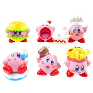 โมเดลฟิกเกอร์ PVC อนิเมะ Star Kirby Hamburg Fries Food Series Q version ขนาด 4-5 ซม. 6 ชิ้น ต่อชุด