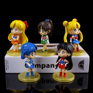 โมเดลฟิกเกอร์ PVC รูปอนิเมะเซเลอร์มูน Tsukino Usagi Sailor Mercury Sailor Mars Q Version ขนาด 10 ซม. ของเล่นสําหรับเด็ก ของขวัญ 5 ชิ้น ต่อชุด