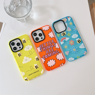 [Case Tify] เคสโทรศัพท์มือถือ TPU นิ่ม กันกระแทก ลายก้อนเมฆ ผึ้ง สีรุ้ง สําหรับ iPhone 14 Pro MAX 12 13 Pro MAX 13 11