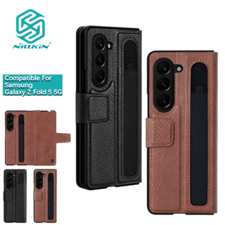 Nillkin เคสโทรศัพท์มือถือหนัง PU ฝาพับ พร้อมช่องใส่ดินสอ สําหรับ Samsung Galaxy Z Fold 5 5G Z Fold 4 Z Fold 3 W22 W23 Aoge