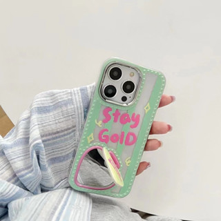 เคสโทรศัพท์มือถือกระจก ลายหัวใจน่ารัก สีเขียว สําหรับ iPhone 11 12 12pro 12promax 13 13pro 13promax 14 14pro 14promax