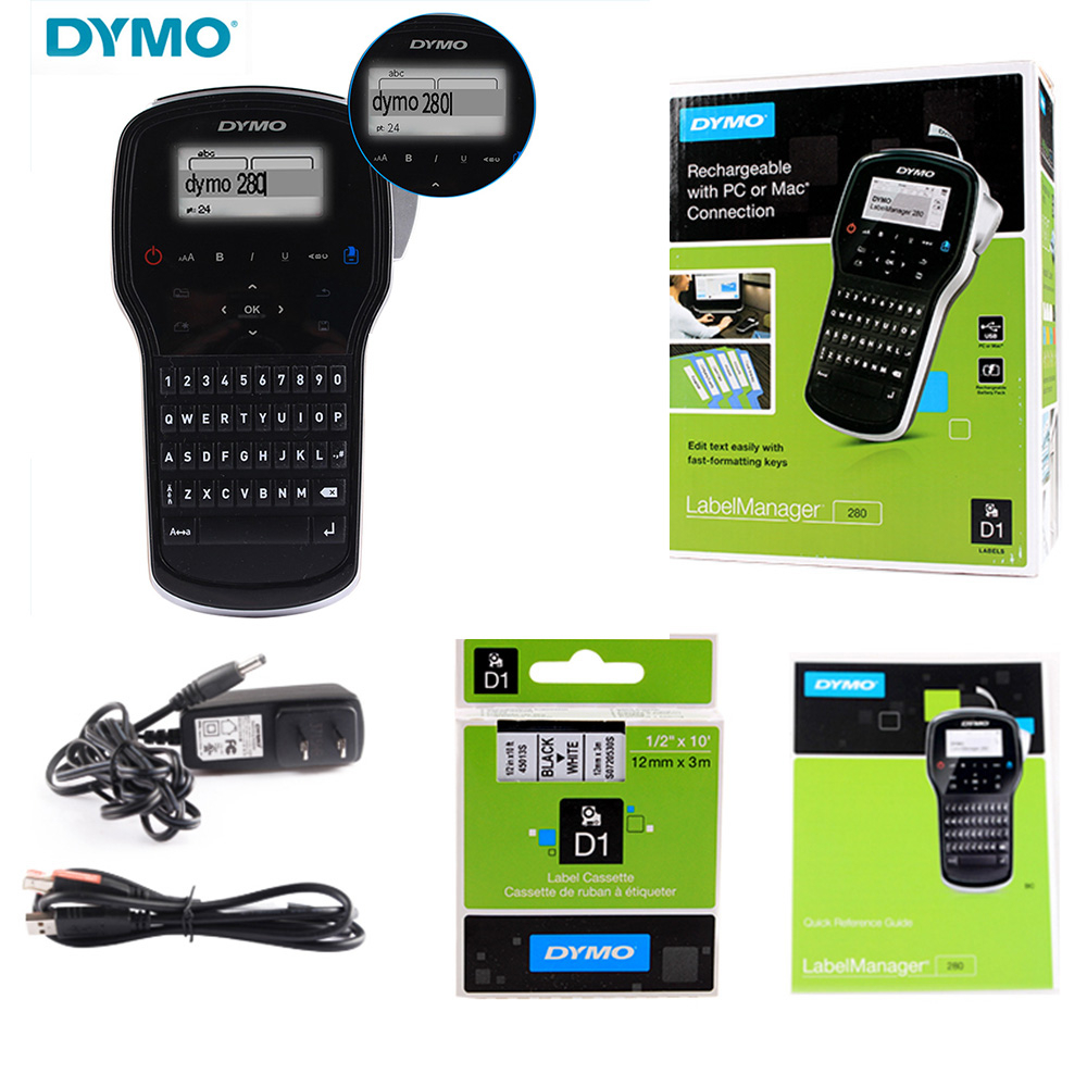 DYMO LabelManager 280 เครื่องพิมพ์ฉลาก LM 280 มือถือแบบพกพา Label Maker ชาร์จ PC หรือ Mac การเชื่อมต
