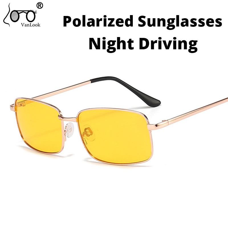 Night ขับรถแว่นตากันแดดโพลาไรซ์ผู้ชายผู้หญิงโลหะแว่นตากันแดดเลนส์สีเหลืองสําหรับ Night Vision Anti Glare UV400 Shades สีเทา