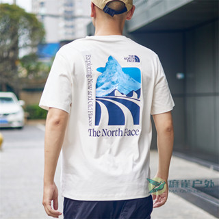 เสื้อยืดแขนสั้นลําลอง ผ้าฝ้าย ระบายอากาศได้ดี พิมพ์ลาย The North Face สําหรับผู้ชาย 86MH