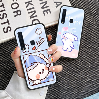 สําหรับ Samsung Galaxy A9 2018 เคสโทรศัพท์ Galaxy A9 2018 กระจกนิรภัย เคสนิ่ม TPU ขอบป้องกัน แข็ง กันกระแทก แฟชั่น เคสด้านหลัง