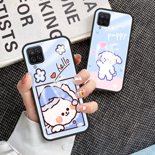 เคสโทรศัพท์มือถือกระจกนิรภัย TPU แบบนิ่ม ขอบแข็ง กันกระแทก สําหรับ Samsung Galaxy A12 Galaxy M12