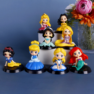 โมเดลฟิกเกอร์ PVC อนิเมะเจ้าหญิงดิสนีย์ Cinderella Snow White Jasmine Aurora Q Version ขนาด 6 ซม. 8 ชิ้น ต่อชุด