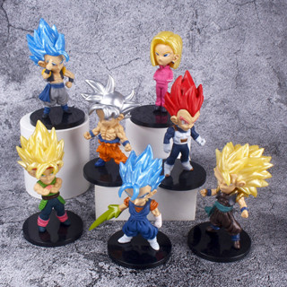 โมเดลฟิกเกอร์ PVC อนิเมะ Dragon Ball Z Son Goku Kakarotto Vegeta Super Saiyan God Super Saiyan Broli Android 18 ขนาด 12 ซม. 7 ชิ้น ต่อชุด