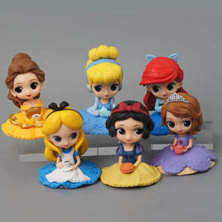 โมเดลฟิกเกอร์ PVC อนิเมะเจ้าหญิงดิสนีย์ Snow White Cinderella Ariel Sofia Bella Alice Q Version ขนาด 10 ซม. สําหรับตกแต่งเค้ก จํานวน 1 ชิ้น