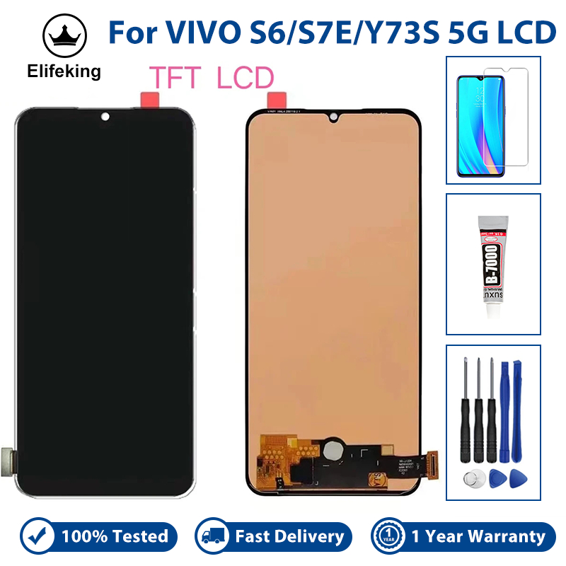 6.44 "LCD สําหรับ VIVO S6 5G S7E Y73S 5G จอแสดงผล LCD Touch Screen Digitizer Assembly V2031A V1962A เปลี่ยนไม่มี Dead Pixel
