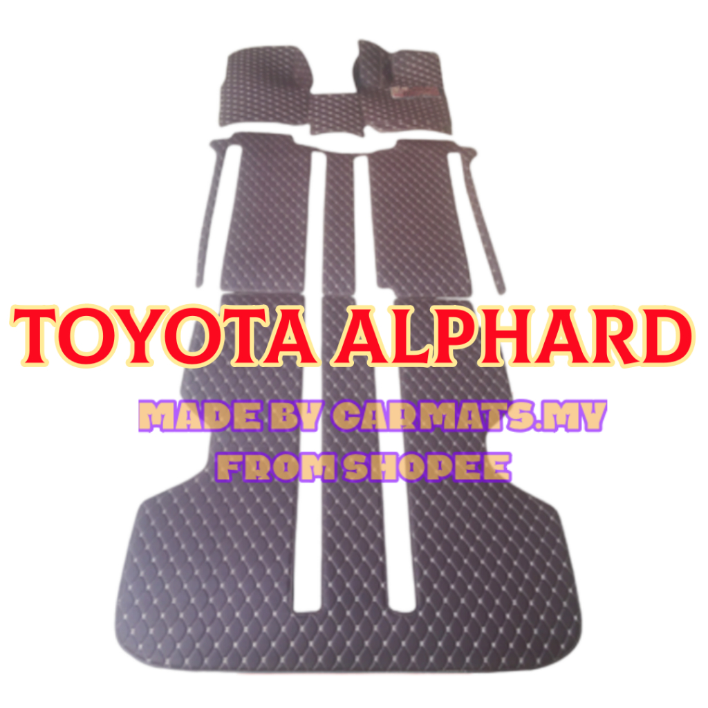 [คลังสินค้าพร้อม]ที่กําหนดเองสําหรับพรมปูพื้นรถยนต์ Toyota Alphard และพรม 6D รถการ์ตูนหนัง PU เสื่อพรมปูพื้น CARMAT KARPET KERETA