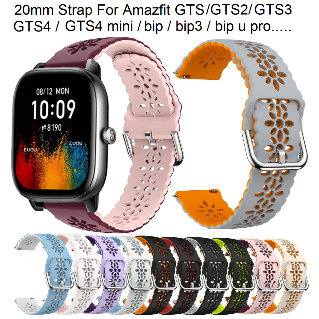 สายนาฬิกา Amazfit Watch ข้อมือซิลิโคน ลายดอกพลัม สําหรับ สาย huawei watch gt 4 Strap สายนาฬิกา amazfit bip 5 สาย Amazfit GTS 4 สายนาฬิกา