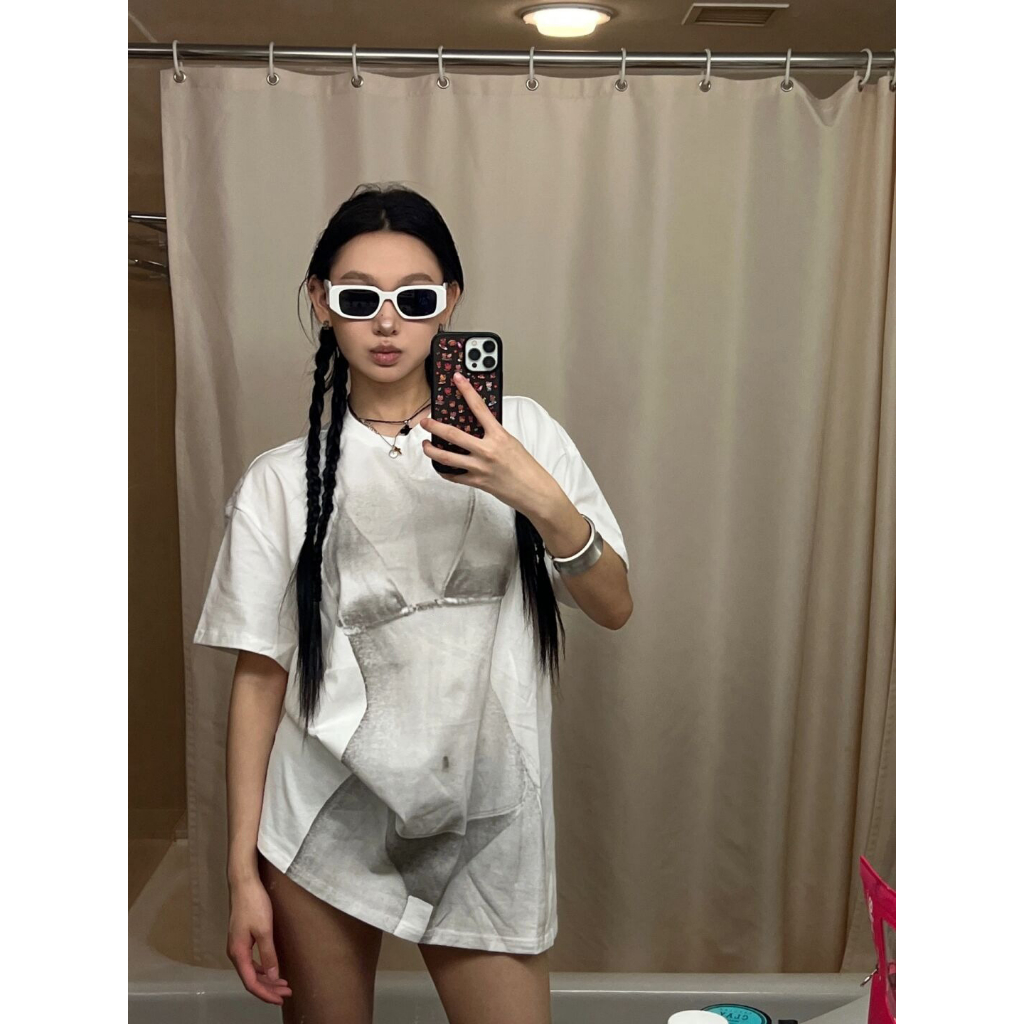 Xiaozhainv เสื้อยืด คอกลม แขนสั้น ทรงหลวม สไตล์อเมริกัน สําหรับผู้หญิง