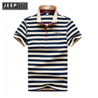 JEEP SPIRIT 1941 ESTD เสื้อยืดแขนสั้น คอครึ่ง ผ้าฝ้าย แฟชั่นฤดูร้อน สําหรับผู้ชาย